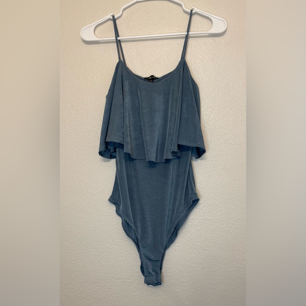 Timing Women’s Blue Shimmery Bodysuit Size S